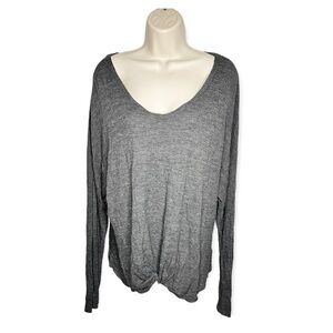 Chance or Fate Gray Light Weight Waffle Knit Scoop Neck‎ Long Sleeve Top Size XL